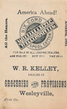 Victorian Trade Card - Willimantic Spool Cotton - Owl - W. R. Kelley, Wesleyville, Erie County, Pennsylvania