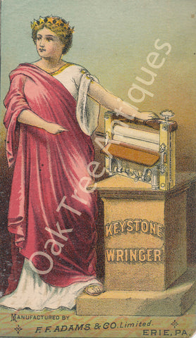 Victorian Trade Card - Keystone Wringer - F.F. Adams & Co. Erie, Pa - J.F. McDonald