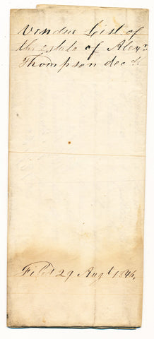 1846 Vendue List - Alexander Thompson, Beaver Co., PA