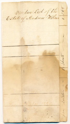 1838 Vendue List - Andrew Wilson, Beaver Co., PA