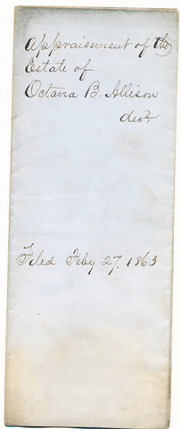 1862 Appraisal for property of Octavia B. Allison, Greene Twp., Beaver Co., PA