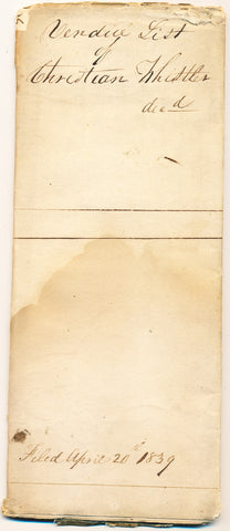 1839 Vendue List - Christian Whistler / Whisler Beaver Co., PA
