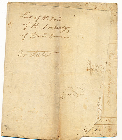 1831 (ca.) Vendue List (part) - David Drennan, Ohio Twp., Beaver Co., PA
