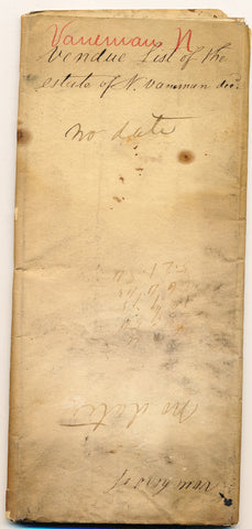 1832 (ca.) Vendue List - N. Vaneman [prob. Nicholas Van Eman], Beaver Co., PA