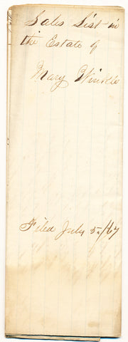 1867 Vendue List - Mary Winkle, Beaver Co., PA