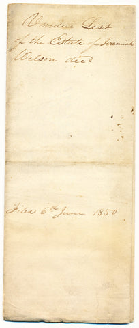 1845 Vendue List - Jeremiah Wilson, Beaver Co., PA