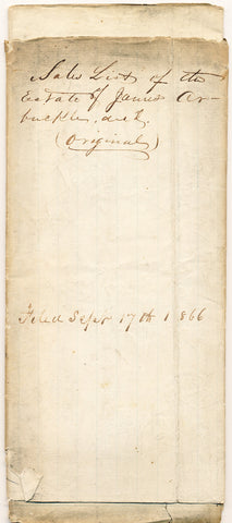 1866 Vendue List - James Arbuckle, Beaver Co., PA