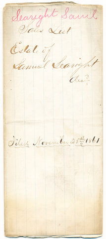 1861 Vendue List - Samuel Searight, Beaver Co., PA