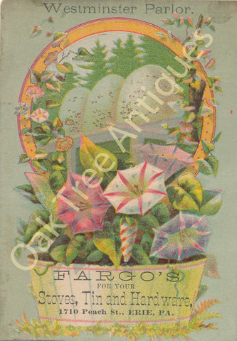 Victorian Trade Card - Fargo's Stoves, Tin, and Hardware, Erie, Pa - Westminster Parlor
