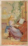 Victorian Trade Card - Arbuckle's Ariosa Coffee - Girl at Organ or Piano