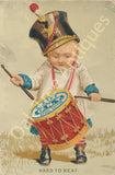 Victorian Trade Card - Clark's O.N.T. Spool Cotton - Hard to Beat - Boy with Drum