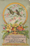 Victorian Trade Card - Domestic Sewing Machines - Birds in flowering tree - C.R. Beechling, Erie, Pa