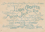 Victorian Trade Card - Lion Coffee - Woolson Spice Co. - 18th Century Couple
