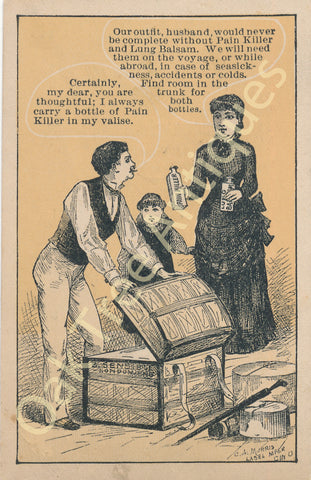 Victorian Trade Card - Allen's Lung Balsam - Wife wants Pain Killer and Lung Balsam