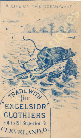 Victorian Trade Card - Excelsior Clothiers Cleveland, Ohio - A Life on the Ocean-Wave - Rats