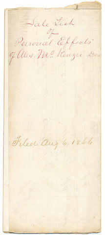 1864 Vendue List - Alexander McKenzie, Beaver Co., PA