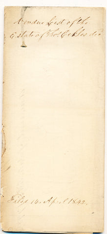 1842 Vendue List (conclusion only) - Thomas Eckles, Beaver Co., PA