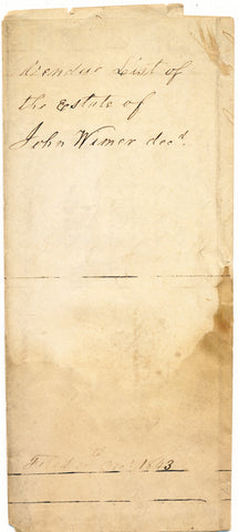 1843 Vendue List - John Wimer, Beaver Co., PA