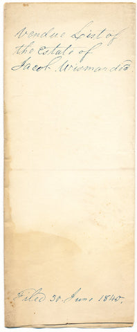 1840 Vendue List - Jacob Wisman, Beaver Co., PA