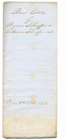 1852 Appraisal for real estate of Regina Schaeffer and Catharine Schaeffer, Phillipsburg (now Monaca), Beaver Co., PA