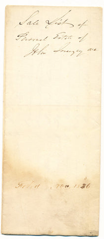 1836 Vendue List - John Swesey, Beaver Co., PA