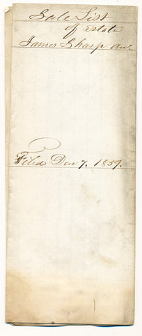 1859 Vendue List - James Sharp, Beaver Co., PA